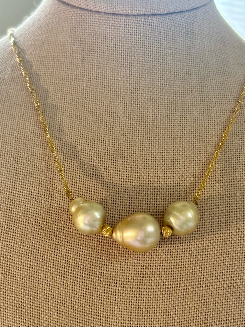 Gold Pearl Trio Necklace - Women's Jewelry